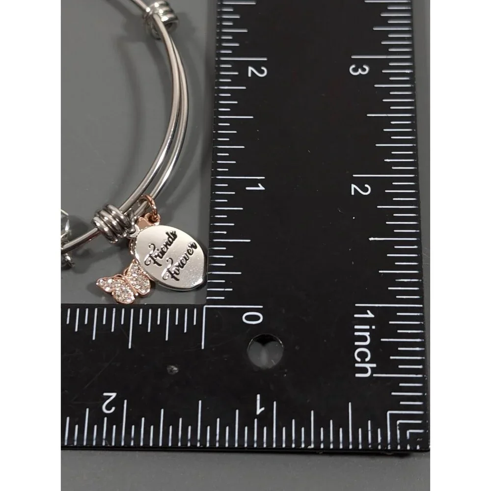 Believe by Brilliance Friends Forever Butterfly‎ Charm Bangle Bracelet 7 inch